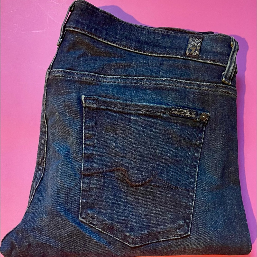 7 For All Mankind Women's Dark Blue Straight Leg Jeans